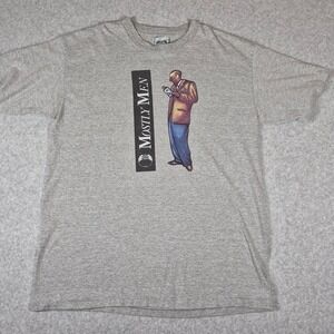 The Body Shop T Shirt Mens XL Gray Mostly Men Vintage Graphic Cotton Tee